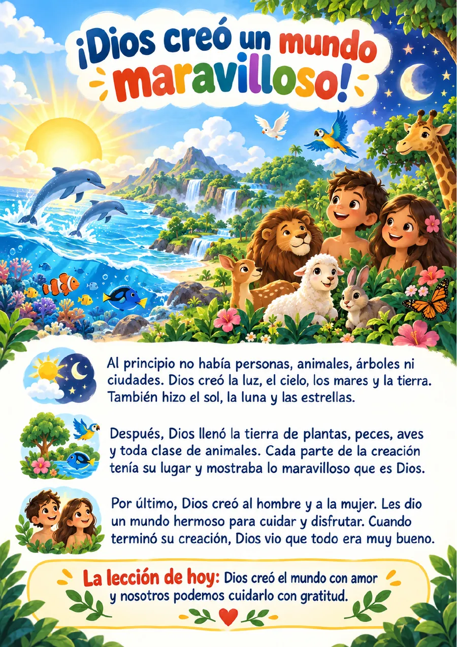 Página real con una historia bíblica del kit